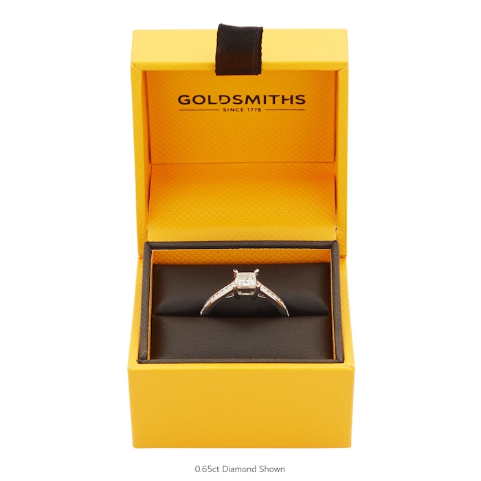 Goldsmiths 18ct White Gold Princess Cut 0.65 Carat 88 Facet Diamond Ring