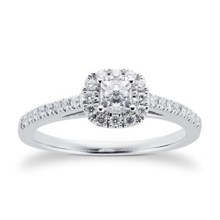 Goldsmiths 18ct White Gold Princess Cut 0.40 Carat 88 Facet Diamond Ring