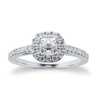 Goldsmiths 18ct White Gold Princess Cut 0.65 Carat 88 Facet Diamond Ring