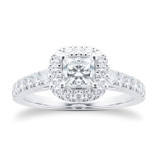 Goldsmiths 18ct White Gold Princess Cut 1.00 Carat 88 Facet Diamond Ring