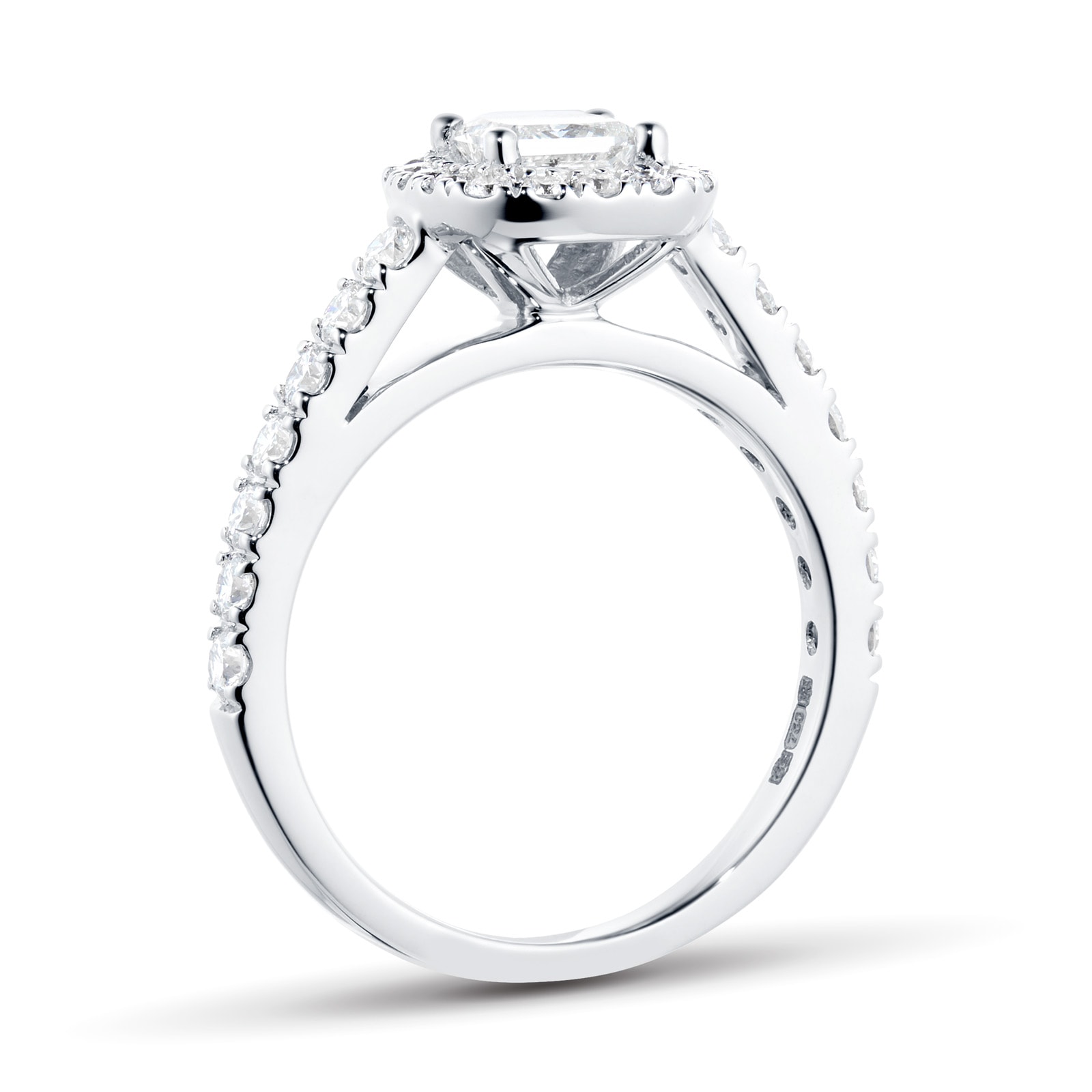 Goldsmiths 18ct White Gold 1.00cttw Princess Cut Diamond Halo Engagement Ring Goldsmiths 18ct White Gold 1.00cttw Princess Cut Diamond Halo Engagement Ring