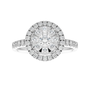 Goldsmiths 18ct White Gold 1.00ct Diamond Multi Stone Halo Ring