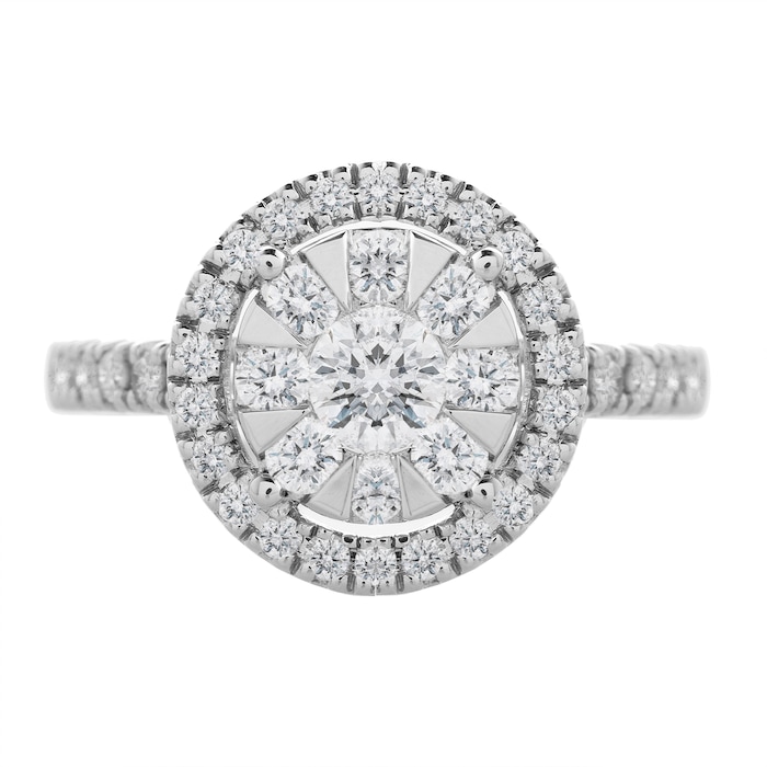 Goldsmiths 18ct White Gold 1.00ct Diamond Multi Stone Halo Ring