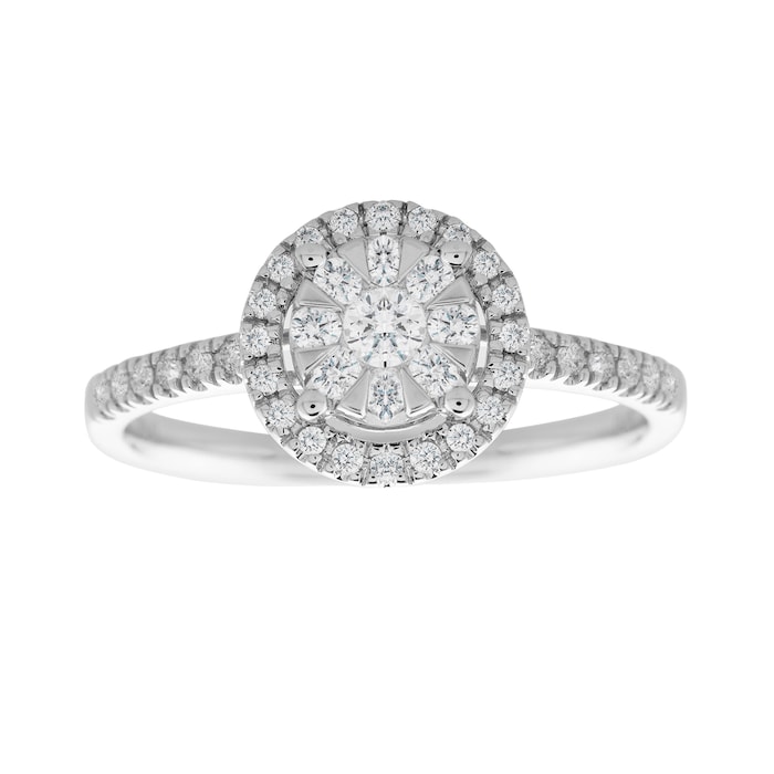 Goldsmiths 18ct White Gold 0.50ct Diamond Multi Stone Halo Ring