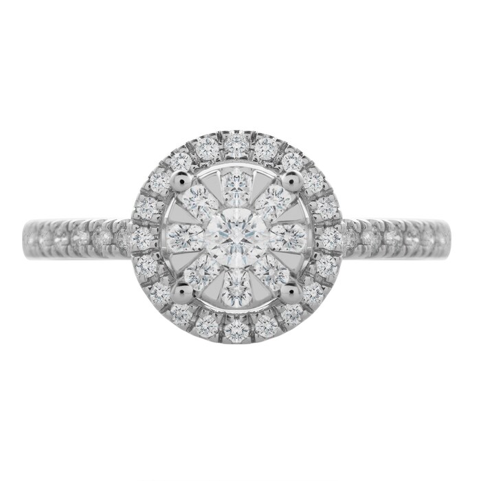 Goldsmiths 18ct White Gold 0.50ct Diamond Multi Stone Halo Ring