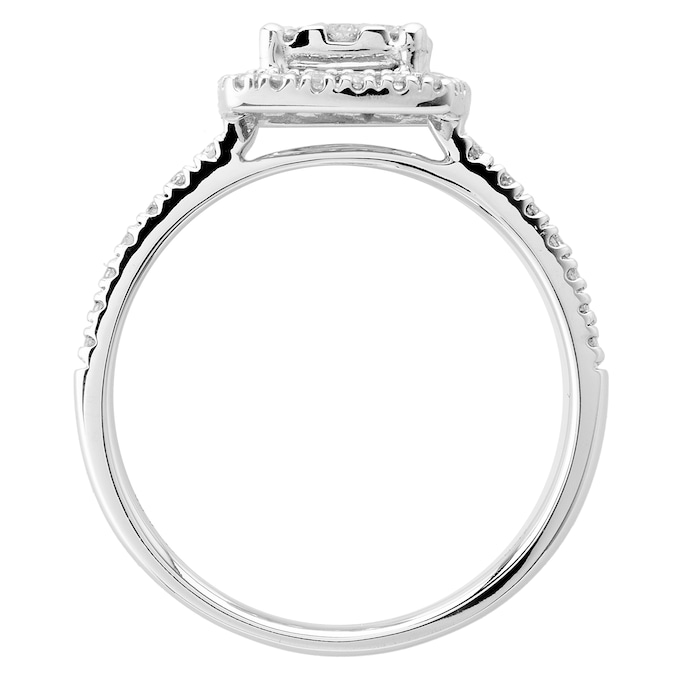 Goldsmiths 18ct White Gold 0.50ct Diamond Cushion Multi Stone Halo Ring