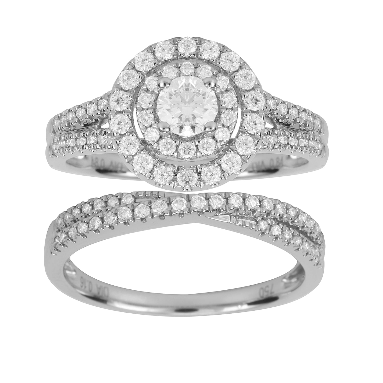 18ct white gold diamond bridal 2 ring set 1.00 ct