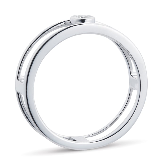 Mappin & Webb Gossamer Silver 0.10ct Diamond Double Ring