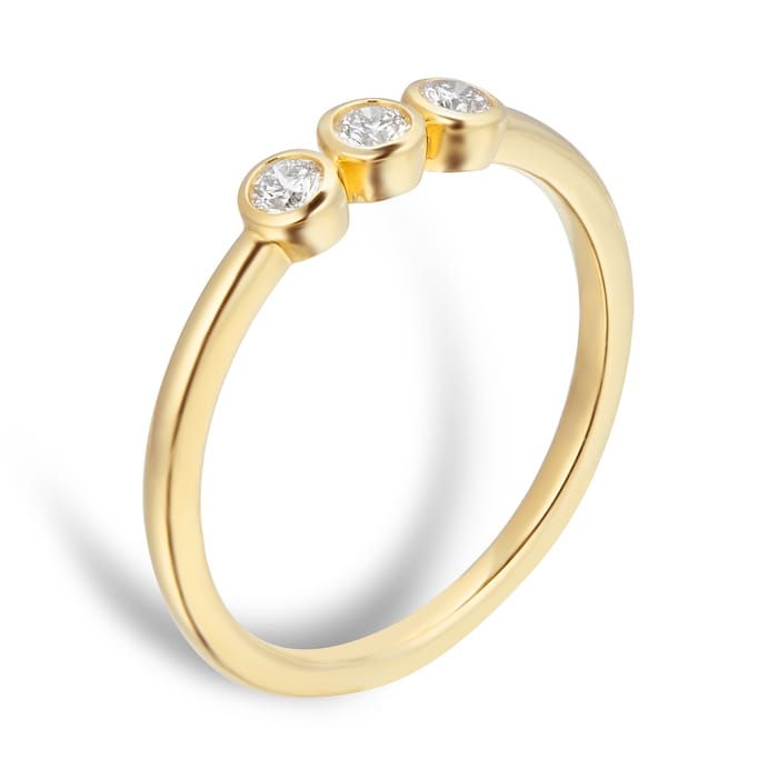 Mappin & Webb Gossamer 18ct Yellow Gold 0.15cttw 3 Stone Ring - Ring Size L