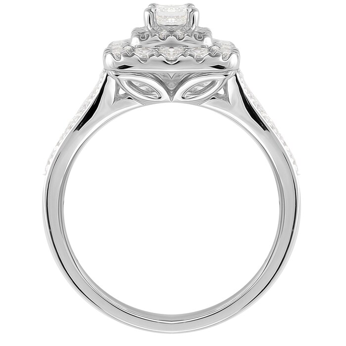 Goldsmiths 18ct White Gold Princess Cut 0.80cttw Double Halo Ring