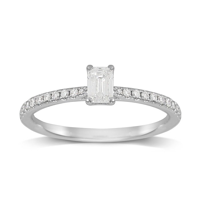 Mappin & Webb Constance Platinum Emerald Cut 0.44cttw Engagement Ring