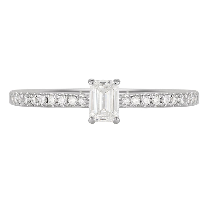 Mappin & Webb Constance Platinum Emerald Cut 0.44cttw Engagement Ring