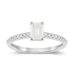 Mappin & Webb Constance Platinum Emerald Cut 0.64cttw Engagement Ring