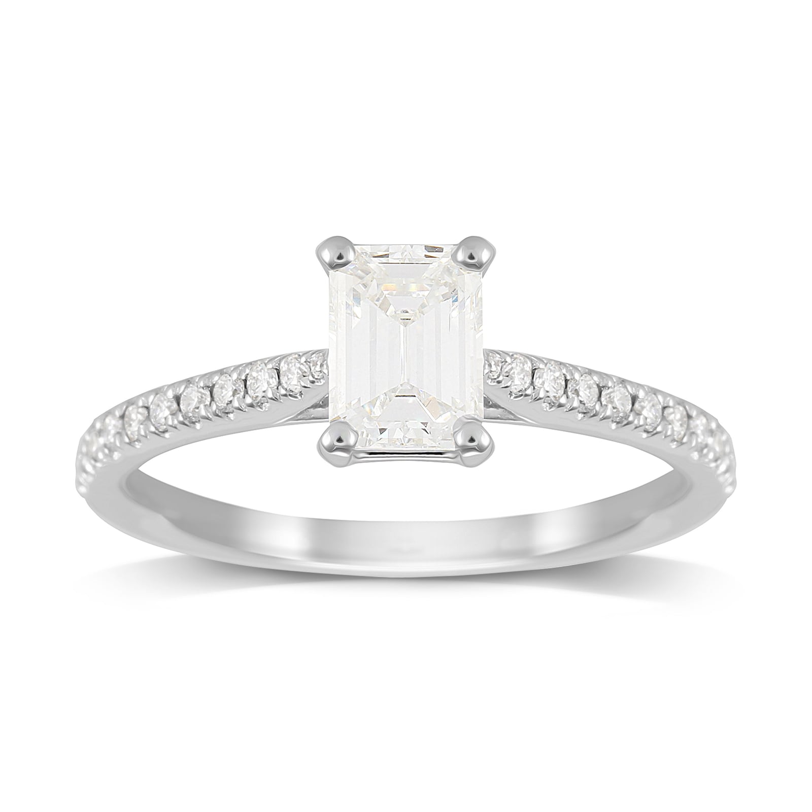 Constance Platinum Emerald Cut 0.84cttw Engagement Ring - Ring Size P