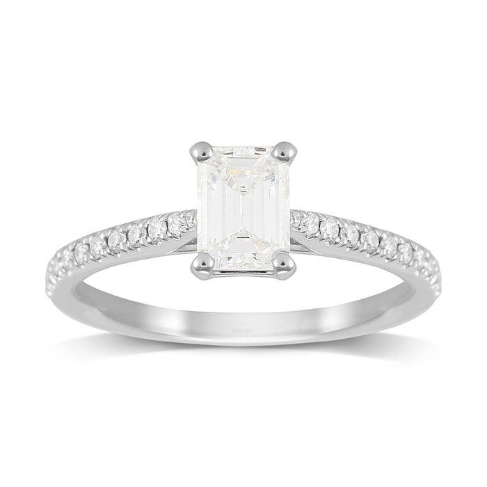 Mappin & Webb Constance Platinum Emerald Cut 0.84cttw Engagement Ring
