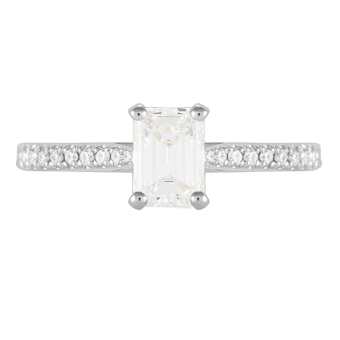 Mappin & Webb Constance Platinum Emerald Cut 0.84cttw Engagement Ring