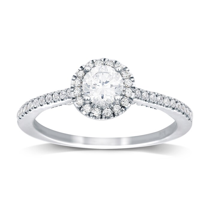 Goldsmiths 18ct White Gold 0.50ct Brilliant Cut Diamond Halo Ring