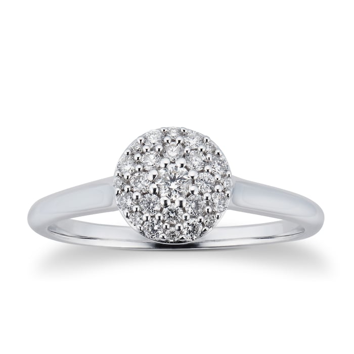 Goldsmiths 9ct White Gold 0.25cttw Diamond Round Cluster Ring