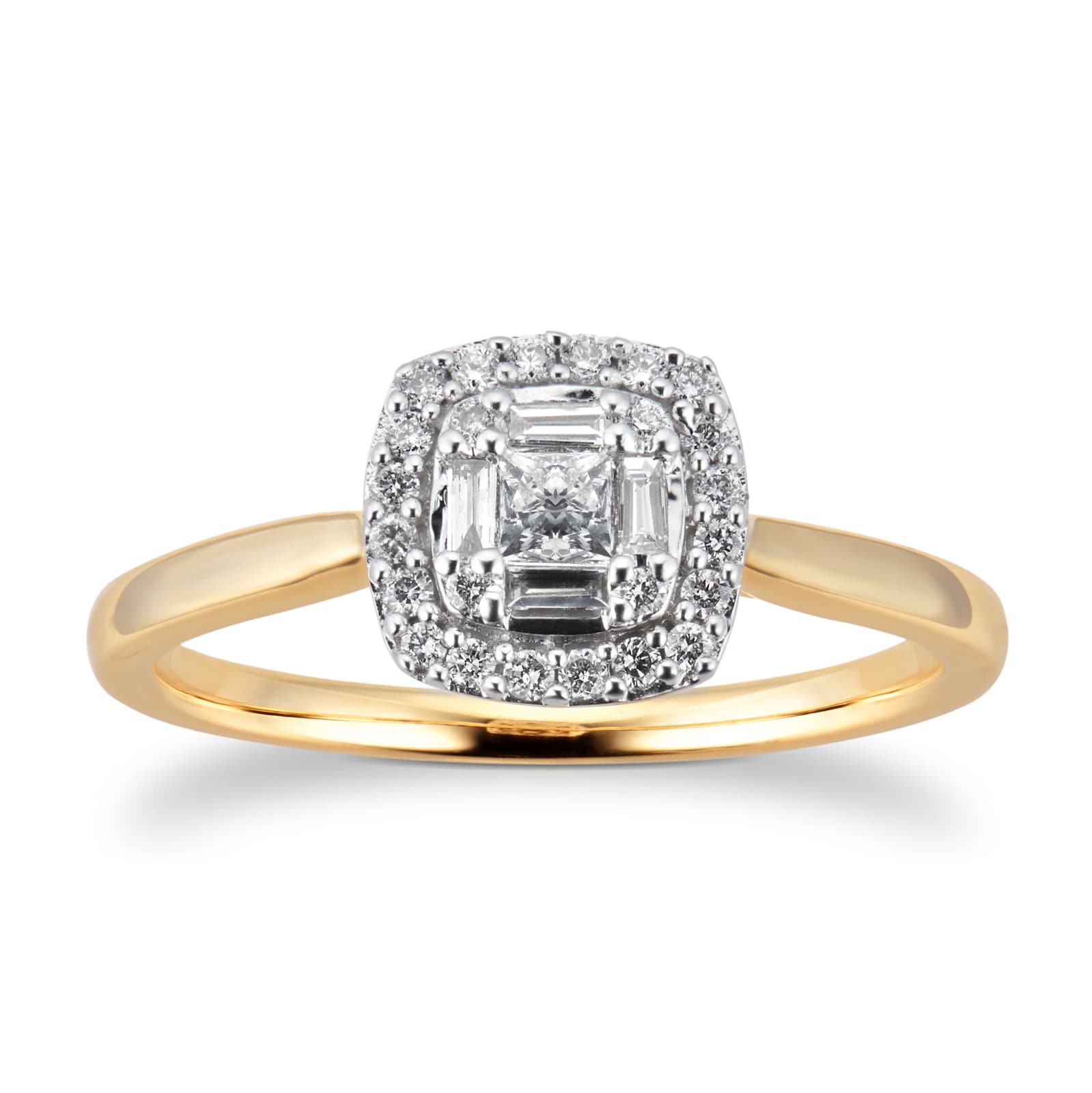 Goldsmiths 9ct Yellow Gold 0.25cttw Diamond Round Cluster Ring Goldsmiths 9ct Yellow Gold 0.25cttw Diamond Round Cluster Ring