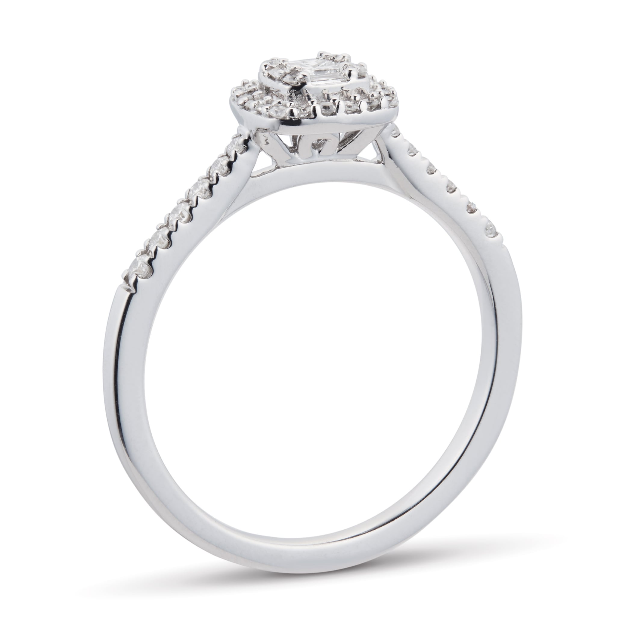 Goldsmiths 9ct White Gold 0.25cttw Diamond Mixed Cut Cluster Ring Goldsmiths 9ct White Gold 0.25cttw Diamond Mixed Cut Cluster Ring