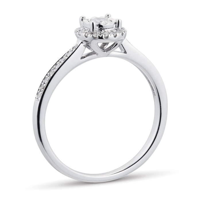 Goldsmiths 9ct White Gold 0.20ct Diamond Halo Illusion Ring