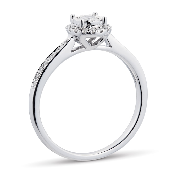 Goldsmiths 9ct White Gold  0.20ct Diamond Halo Illusion Ring