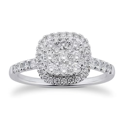 06018167 - 18ct White Gold 0.75cttw Cushion Cluster Ring