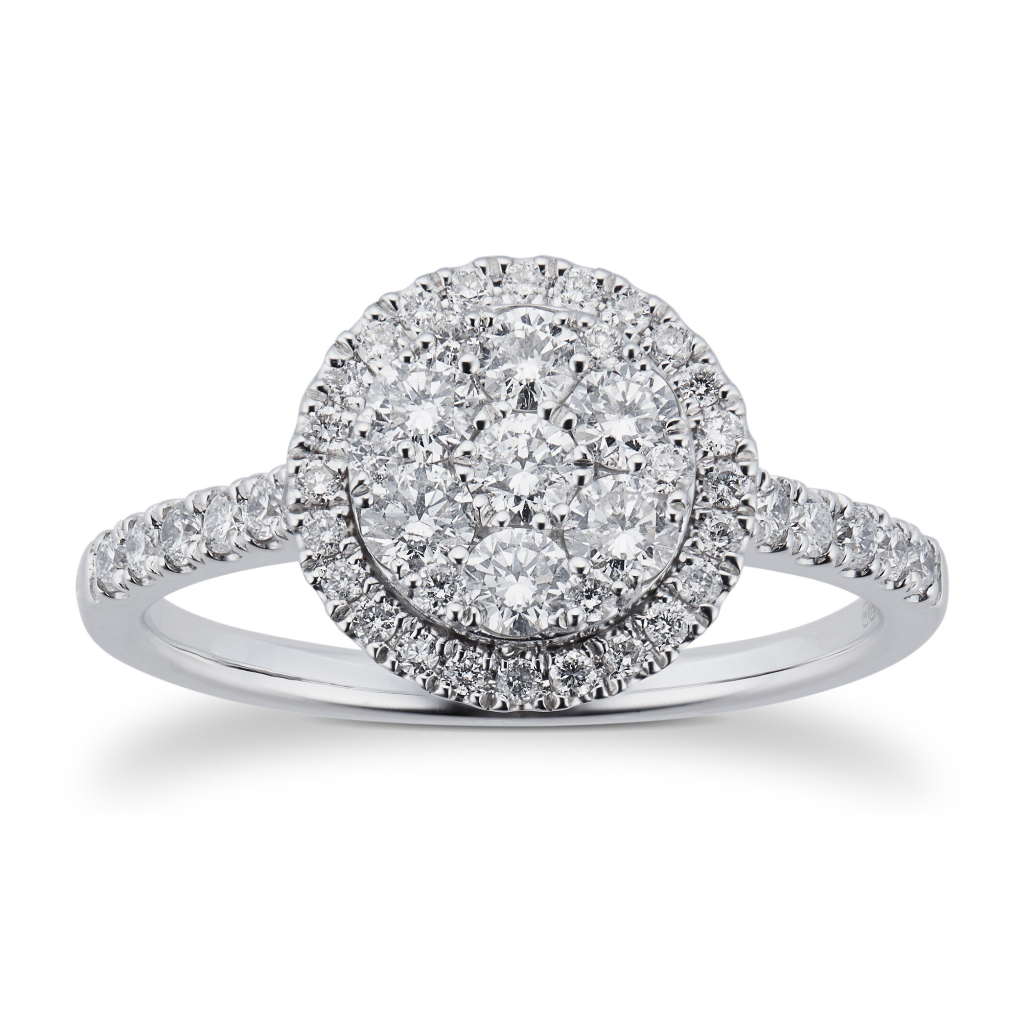 Goldsmiths 18ct White Gold 0.75cttw Round Cluster Ring Goldsmiths 18ct White Gold 0.75cttw Round Cluster Ring