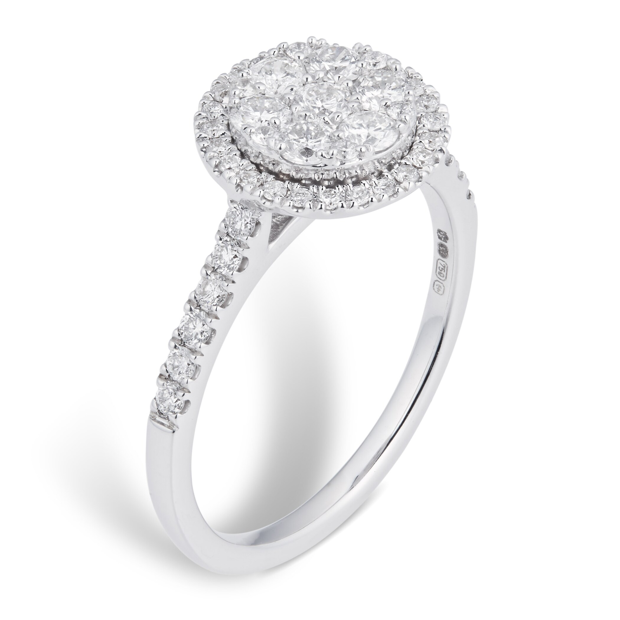 Goldsmiths 18ct White Gold 0.75cttw Round Cluster Ring Goldsmiths 18ct White Gold 0.75cttw Round Cluster Ring
