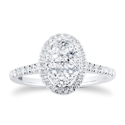 06018169 - 18ct White Gold 0.75ct Diamond Oval Cluster Engagement Ring