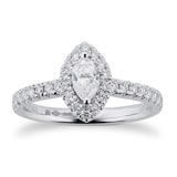 Goldsmiths Platinum 0.60ct Diamond Marquise Cut Halo Engagement Ring
