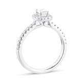 Goldsmiths Platinum 0.60ct Diamond Emerald Cut Halo Engagement Ring