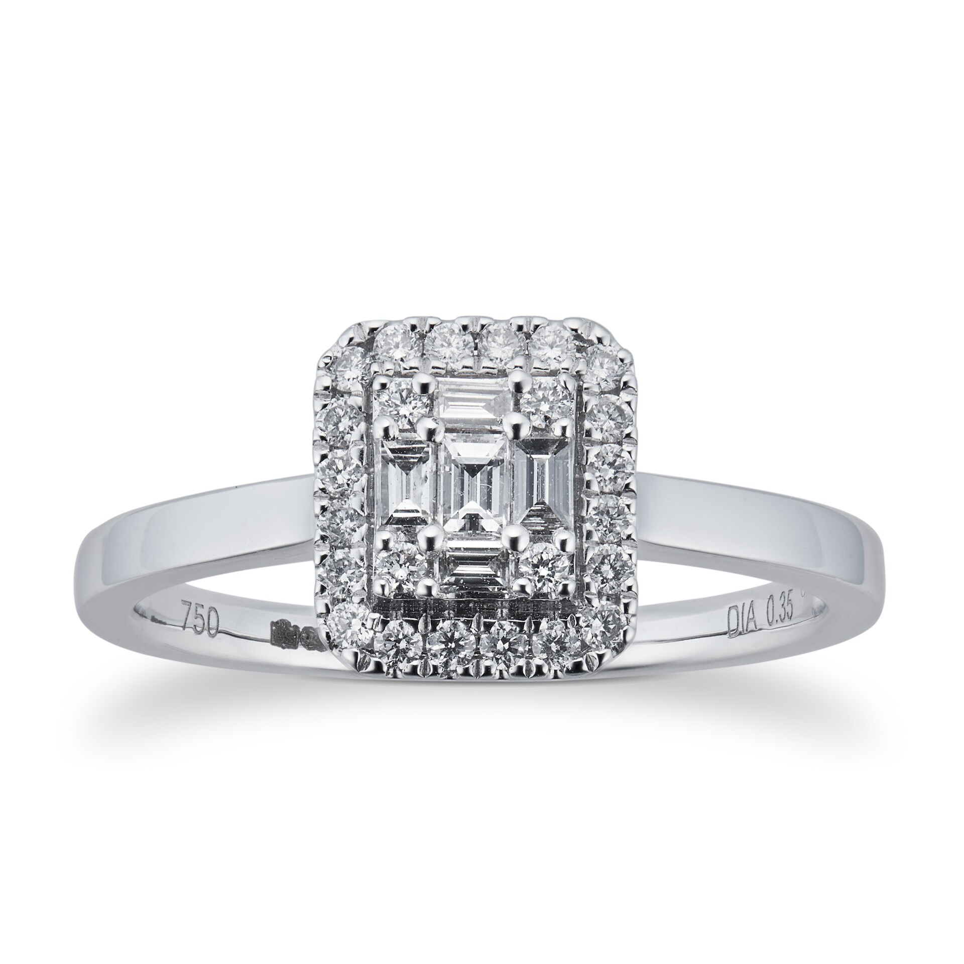 Goldsmiths 18ct White Gold 0.35cttw Diamond Mixed Cut Cluster Ring