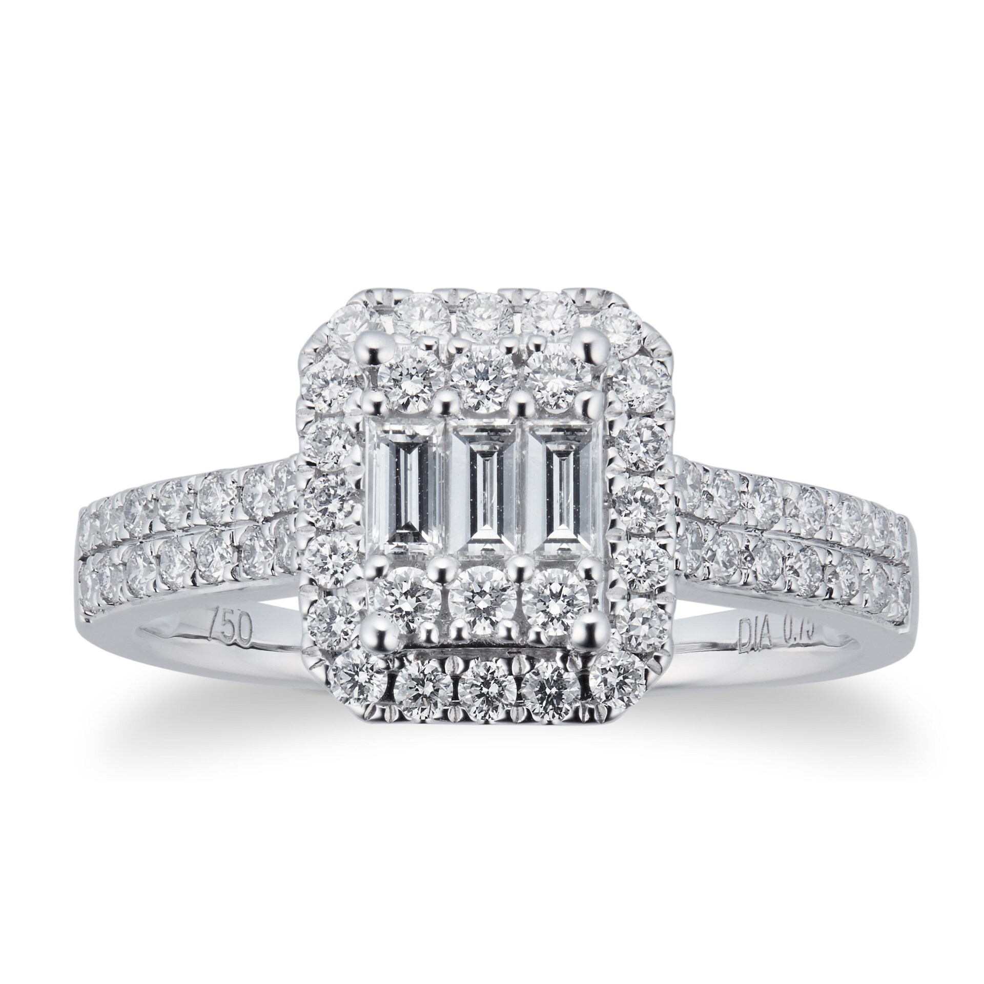 Goldsmiths 18ct White Gold 0.75cttw Diamond Mixed Cut Cluster Ring