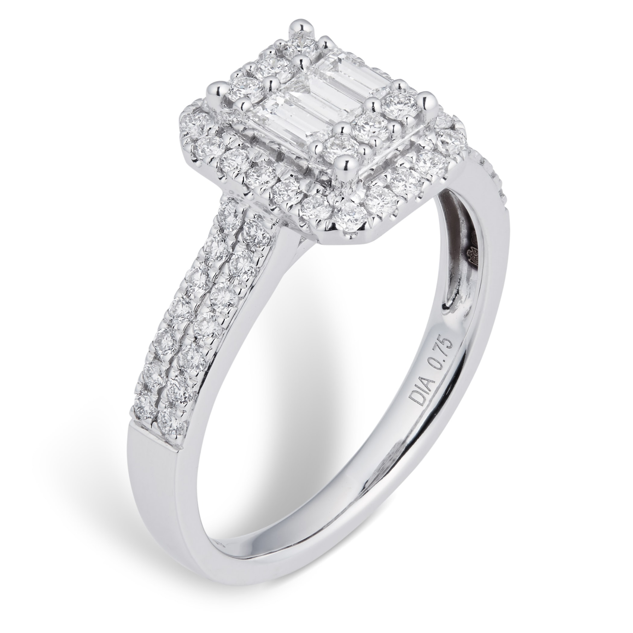 Goldsmiths 18ct White Gold 0.75cttw Diamond Mixed Cut Cluster Ring