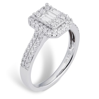Goldsmiths 18ct White Gold 0.75cttw Diamond Mixed Cut Cluster Ring