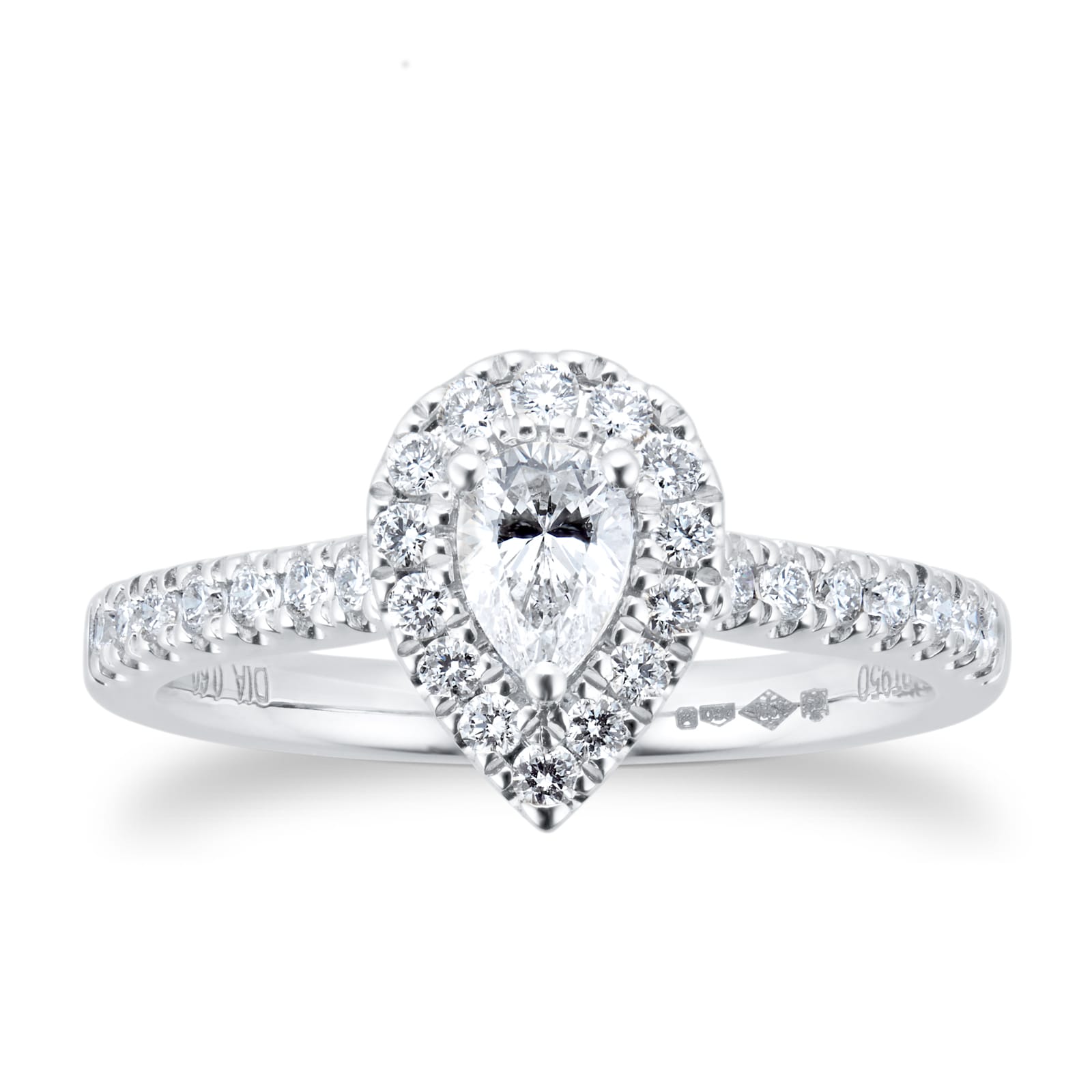 Goldsmiths Platinum 0.60ct Diamond Pear Cut Halo Engagement Ring Goldsmiths Platinum 0.60ct Diamond Pear Cut Halo Engagement Ring