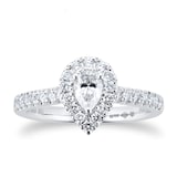 Goldsmiths Platinum 0.60ct Diamond Pear Cut Halo Engagement Ring