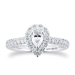 06018288 - Platinum 0.60ct Diamond Pear Cut Halo Engagement Ring