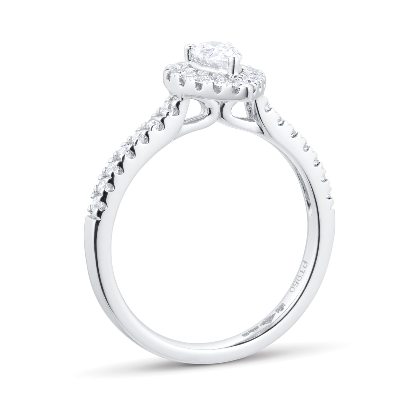 Goldsmiths Platinum 0.60ct Diamond Pear Cut Halo Engagement Ring