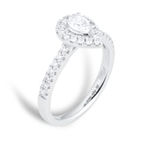 Goldsmiths Platinum 0.60ct Diamond Pear Cut Halo Engagement Ring