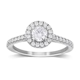 Goldsmiths 9ct White Gold 0.70cttw Diamond Halo Engagement Ring