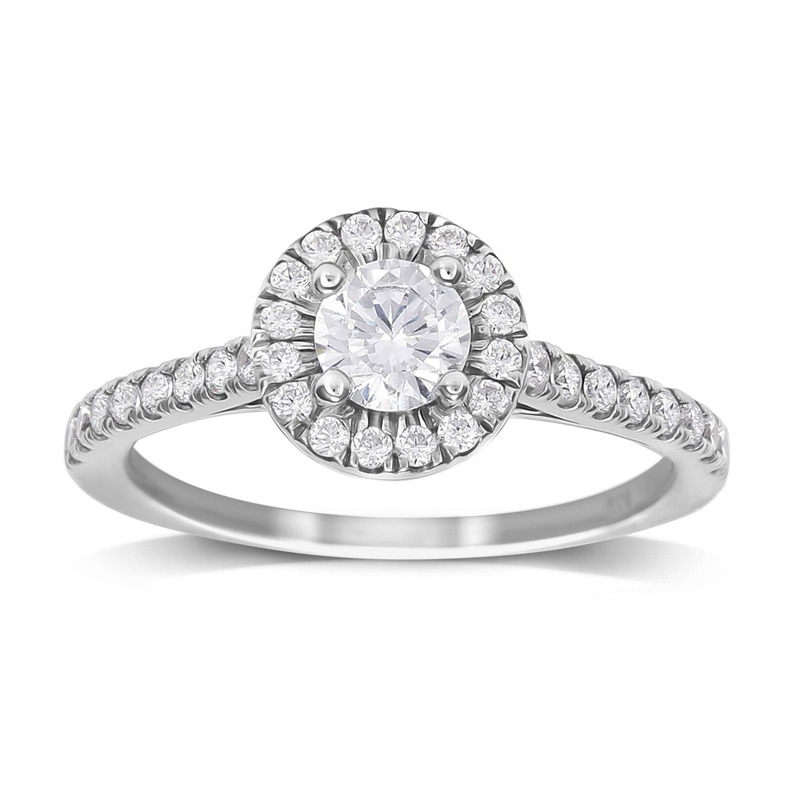 Goldsmiths 9ct White Gold 0.70cttw Diamond Halo Engagement Ring GS ...