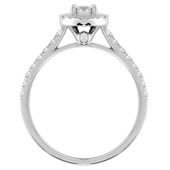 Goldsmiths 9ct White Gold 0.70cttw Diamond Halo Engagement Ring