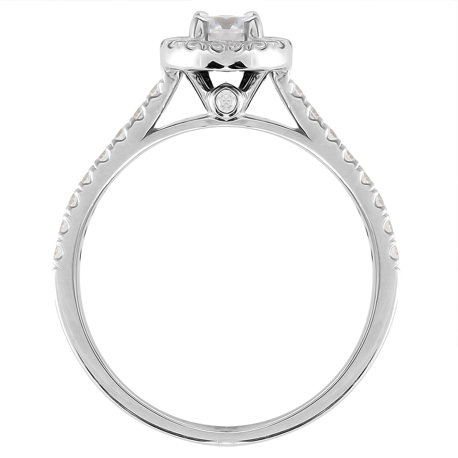 Goldsmiths 9ct White Gold 0.70cttw Diamond Halo Engagement Ring