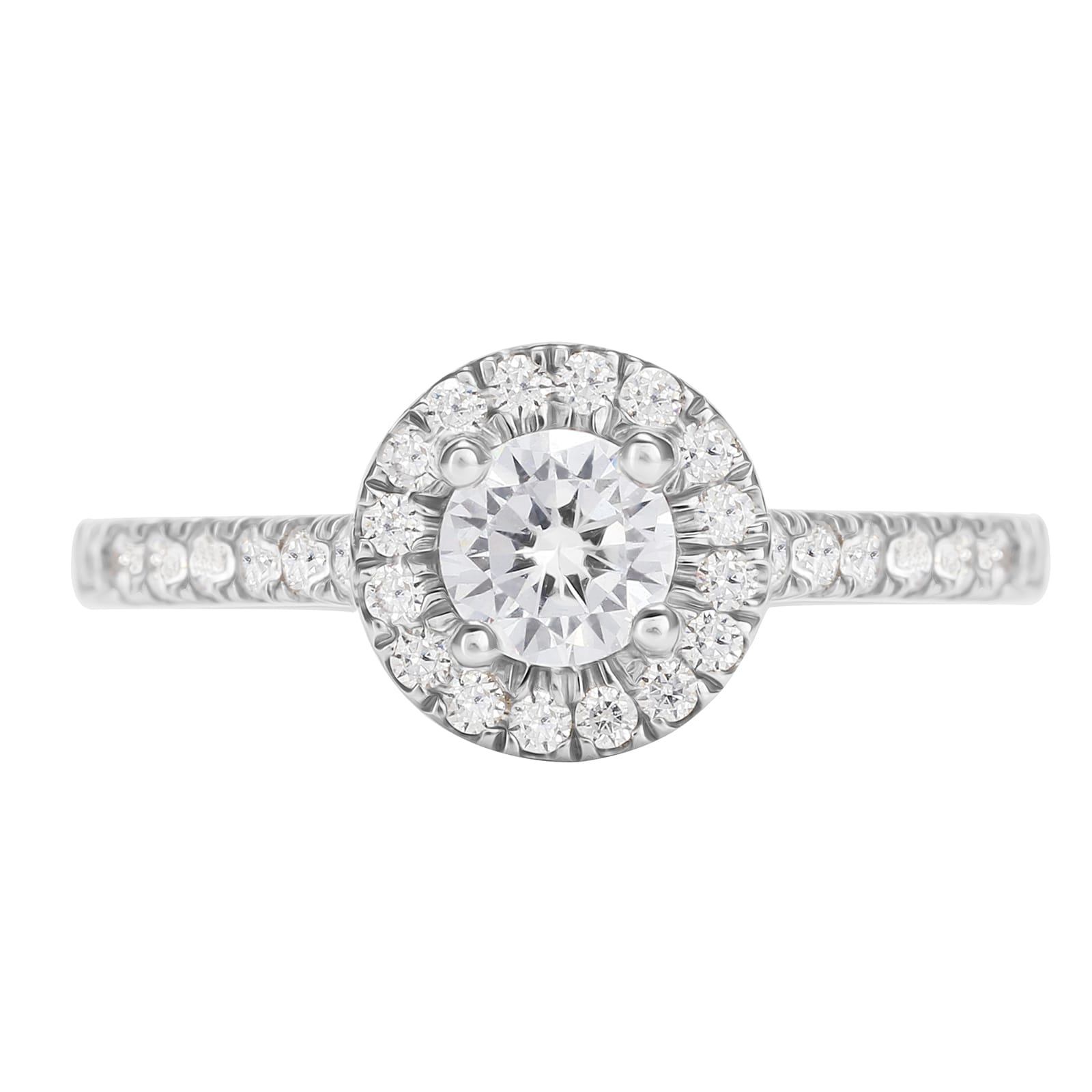 Goldsmiths 9ct White Gold 0.70cttw Diamond Halo Engagement Ring Goldsmiths 9ct White Gold 0.70cttw Diamond Halo Engagement Ring