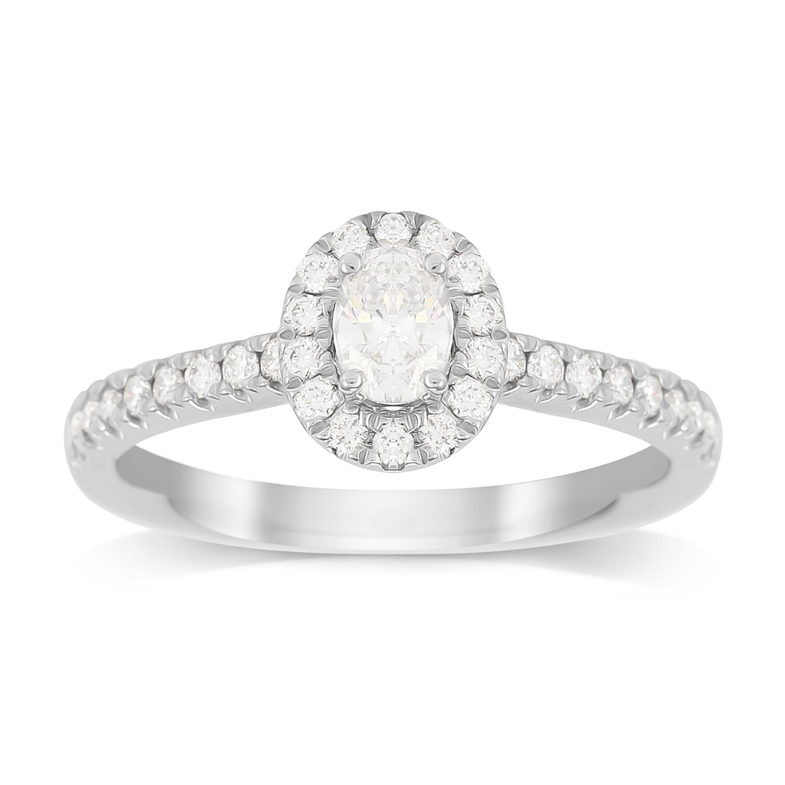 Platinum 0.60cttw Diamond Oval Cut Halo Engagement Ring - Ring Size Q