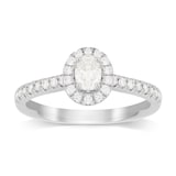 Goldsmiths Platinum 0.60cttw Diamond Oval Cut Halo Engagement Ring