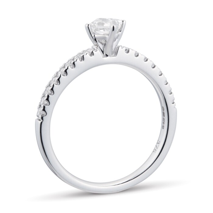 Goldsmiths 9ct White Gold 0.45cttw Diamond Angled Princess Cut Engagement Ring