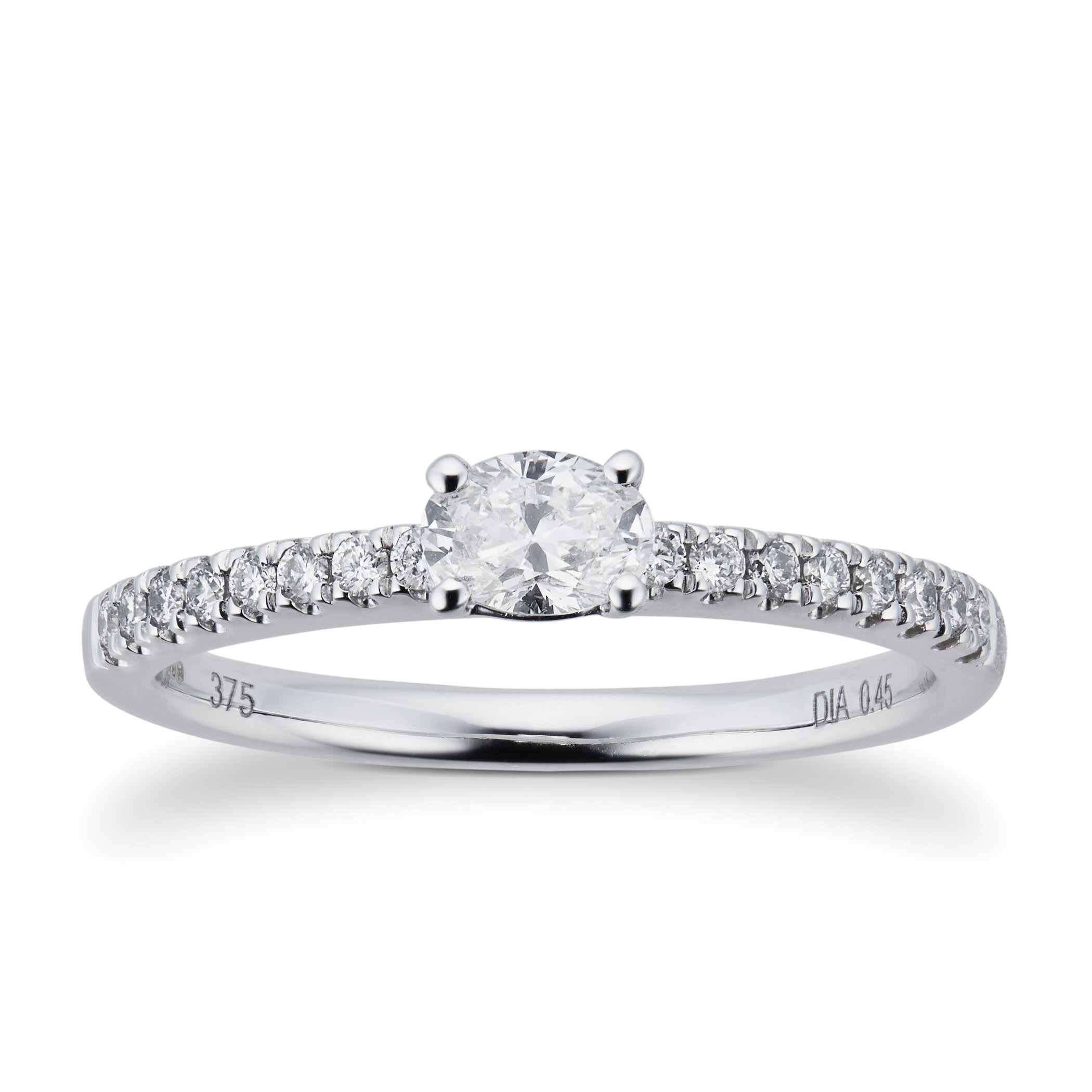 Goldsmiths 9ct White Gold 0.45cttw Diamond Oval Cut Engagement Ring Goldsmiths 9ct White Gold 0.45cttw Diamond Oval Cut Engagement Ring